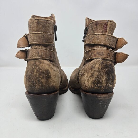 Lucchese 4953 Catalina Bootie 9B brown floral burnished calfskin leather FLAWED - Picture 4 of 13